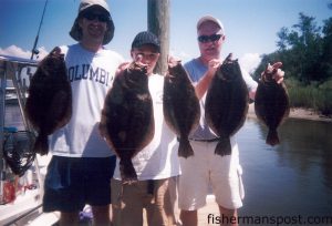 The Rice family, from Holly Springs, with flounder caught near Southport using live bait. They were fishing with Capt. Greer Hughes of Cool Runnings Charters out of Oak Island.