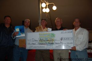 Dan Upton, Ken Upton, and Jack Wood won the Rumble in the Jungle King Mackerel Tournament and $13,000 with a 34.00 lb. fish they landed on a double pogy rig at Yaupon Reef.