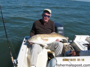 Doug Clark, of Lumberton, NC, with a 44” citation red drum he caught on a live mullet while fishing with Capt. Donald Leach out of Cherry Grove on the “Sugg.”