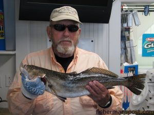 Carl Griffith, of Swansboro, with the 6.03 lb. second place trout in the Chasin’ Tails Outdoors Speckled Trout Challenge. He caught the big speck in the Neuse River on a float-rigged live shrimp. 