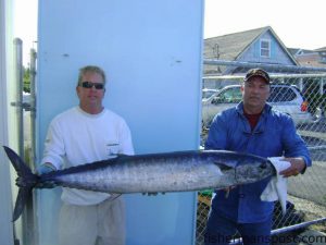 Dan Russ landed this 53.3 lb. wahoo while trolling the Gulf Stream off Carolina Beach with Capt. Don Pierce and mate Tommy Lorenzen aboard the "Blue Marlin." Weighed in at Island Tackle and Hardware.