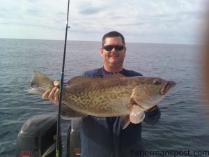 Dave Keith, from Wilmington, with a gag grouper caught on cut bait around 20 miles off Wrightsville Beach aboard the "Chum Maker II."