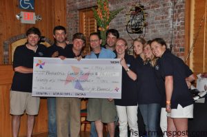 The 16 boats competing in the first annual Reelin' for Research event raised over $26,000 to help fund cancer research at the NC Children's Hospital. Photo courtesy of Jennings Cornwell.