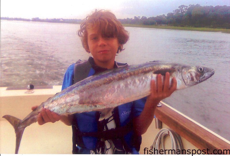 Colton Gschwandtner (age 11), from Little River, with a king caught at AR-376 while trolling a dead cigar minnow. He was fishing on the "Hot Pursuit."