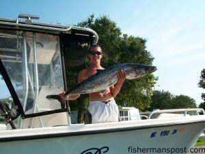Joe Henry, of Smithfield, NC, caught this 33 lb. king mackerel on a cigar minnow at the 240 Rock while fishing aboard the "Wishing Big" with Ronald Barbour.
