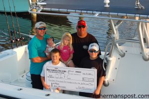 Capt. Brant McMullan and the "Ocean Isle Fishing Center" crew took first place in the 2009 Brunswick Islands Saltwater Classic with a 29.11 lb. king mackerel they hooked at a live bottom off Georgetown, SC on a naked ribbonfish.