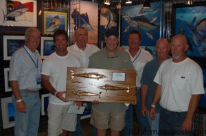 Capt. Jerry Jackson and Morehead City's "Ava D" crew weighed in a 54.80 lb. wahoo to win the 2009 Wahoo Challenge and over $25,000. Their big wahoo fell for a blue/white skirted ballyhoo south of the Swansboro Hole.