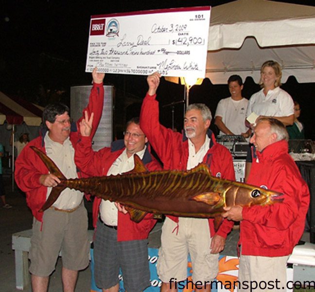 Oak Island's "Mako Warrior" crew took the coveted top spot at the U.S. Open with a 40.30 lb. king mackerel they hooked near the old Cape Fear sea buoy on a live pogy. The fish earned the anglers $42,900.