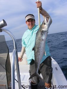 John Suralik, of Morehead City, with a 20 lb. king mackerel he hooked on the east side of Lookout Shoals while slow-trolling live pogies with Capt. Chris Kimrey of Mount Maker Charters.