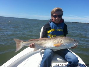 Brody Hughes with a 43" red drum he caught and released near Little River Inlet while fishing on the "Lil' Bro Bro."