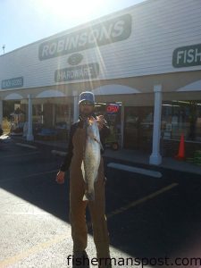 Bill Britt, of Holden Beach, with a 5.8 lb., 26" speckled trout that he hooked in the ICW near Holden on a Saltwater Assassin soft plastic.