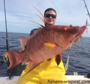 Capt. Arlen Ash, of Ultimate Reaction Sportfishing, with a hogfish that fell for a 4 oz. Blue Water Candy Roscoe Jig at some bottom structure along the break off Wrightsville Beach.