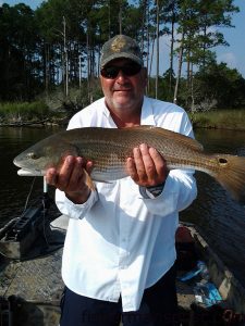 Anthony Pearson with a red drum that fell for a Zoom soft plastic near Swansboro while he was fishing with Capt. Stukie Payne of Carolina Backwater Charters.