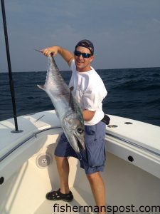 Vaughan Ford with a king mackerel that bit a live bait east of Cape Lookout Shoals.