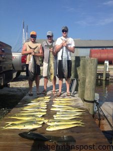 Steve and his sons from Kentucky with a meatfish slam they landed while trolling sea witches and Laceration Lures near The Point. They were fishing with Matt Paulson aboard the "Carolina Style" out of Wanchese Marina.