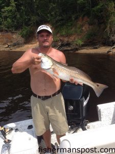 Steve Martin with a 30" red drum he caught and released near Waldens Creek after it struck a live finger mullet.