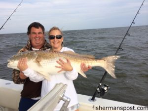 Kim Sink, of Wilmington, caught and released this 48" red drum while fishing the lower Neuse River with Capt. Greg Voliva of Four Seasons Guide Service.