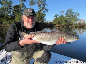 Capt. Gary Dubiel, of Spec Fever Guide Service, with a 28.5" speckled trout he caught and released in the lower Neuse River near Oriental. The citation fish fell for a D.O.A. CAL jerkbait.