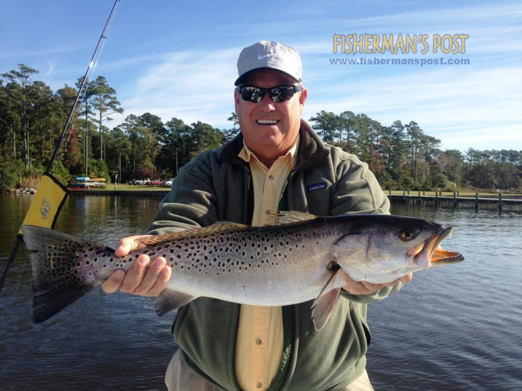 Henry Frazer, of Oriental, NC, with the 6.10 lb. speckled trout that anchored his second place weight in the Pamlico County Shrine Club Trout Tournament.