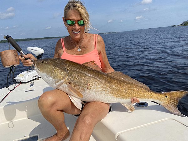 Teresa Lomas, of Wilmington, caught (and released) this 45″ red