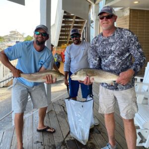 Wayne Newkirk, David Langly, and David Lynch, of Team Lunar Low, won the 2023 Trail Championship with a two-fish aggregate weight of 13.83 lbs. Their 7.01 lb. red drum was also the single heaviest red drum weighed in (tie based on time).