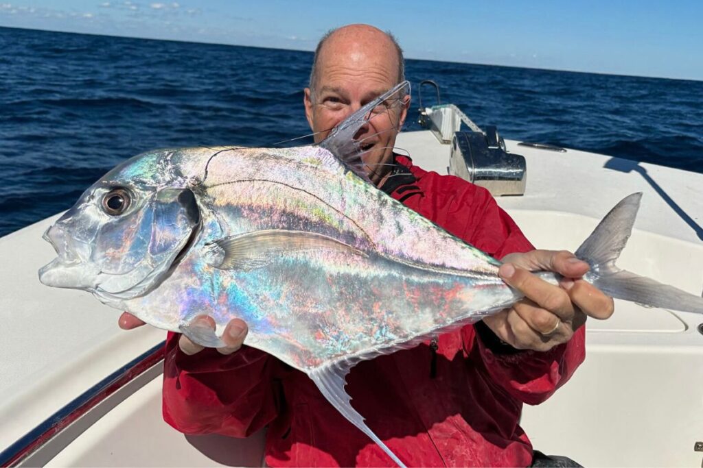 Mike Edwards, of Surf City, NC, found this African pompano fishing in 90' of water off of Surf City using a 100g slow pitch jig.